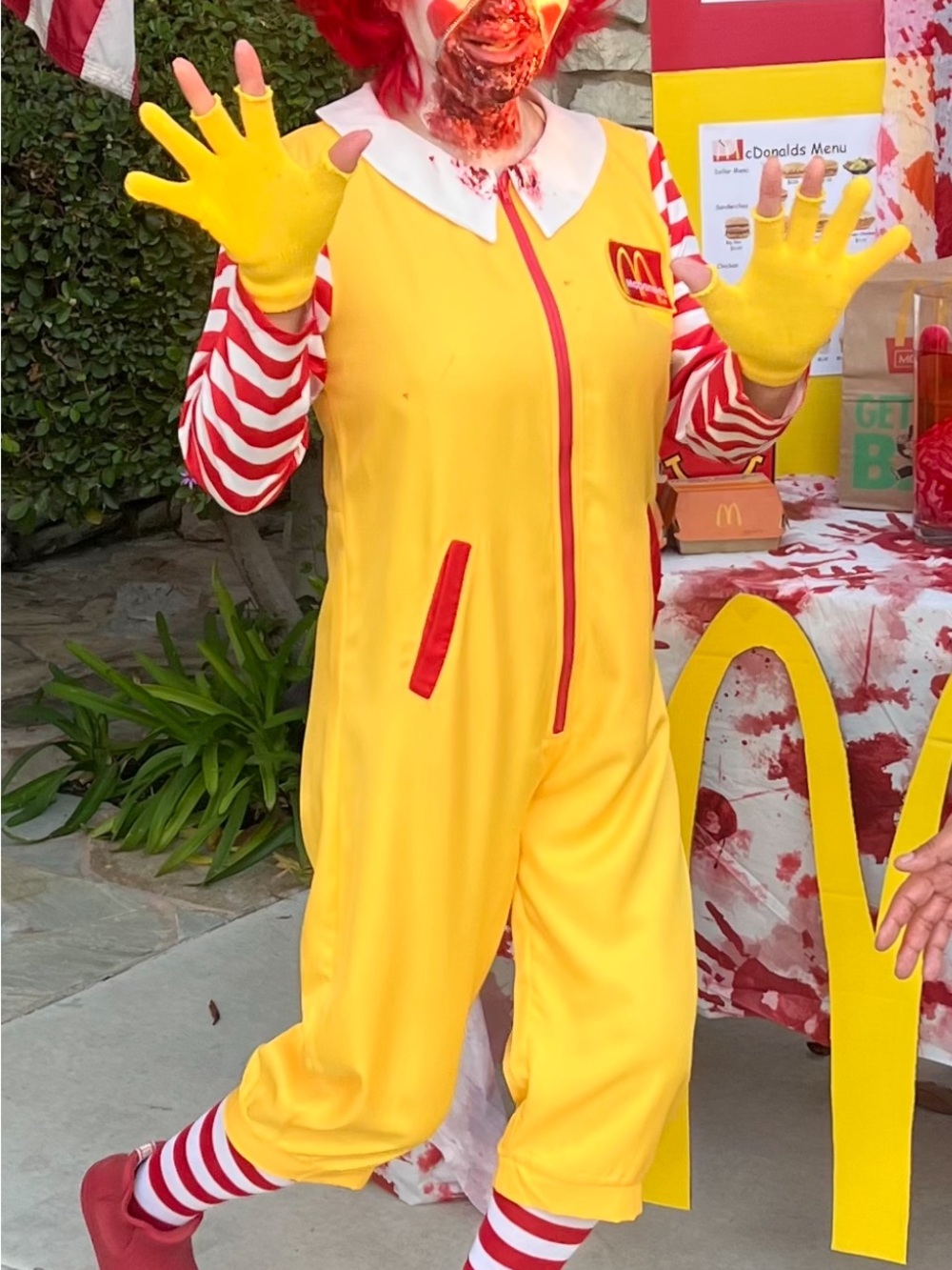 Yellow & Red Striped One-Piece Costume - Ronald McDonalds Inspired